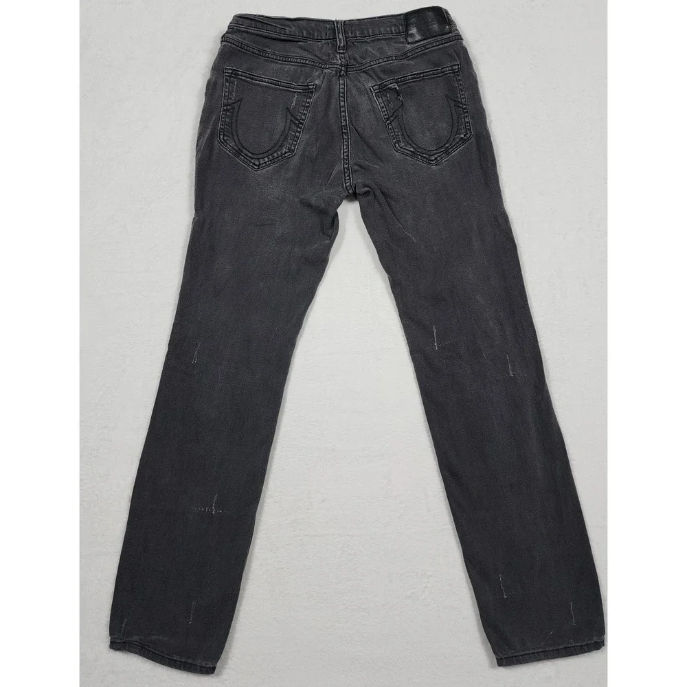 True Religion Rocco Jeans Mens Size 30 Black Relaxed Skinny Ripped Distressed